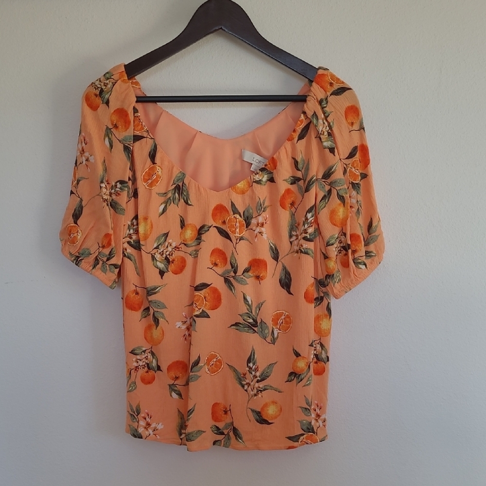 LOFT Orange Floral Women's Blouse